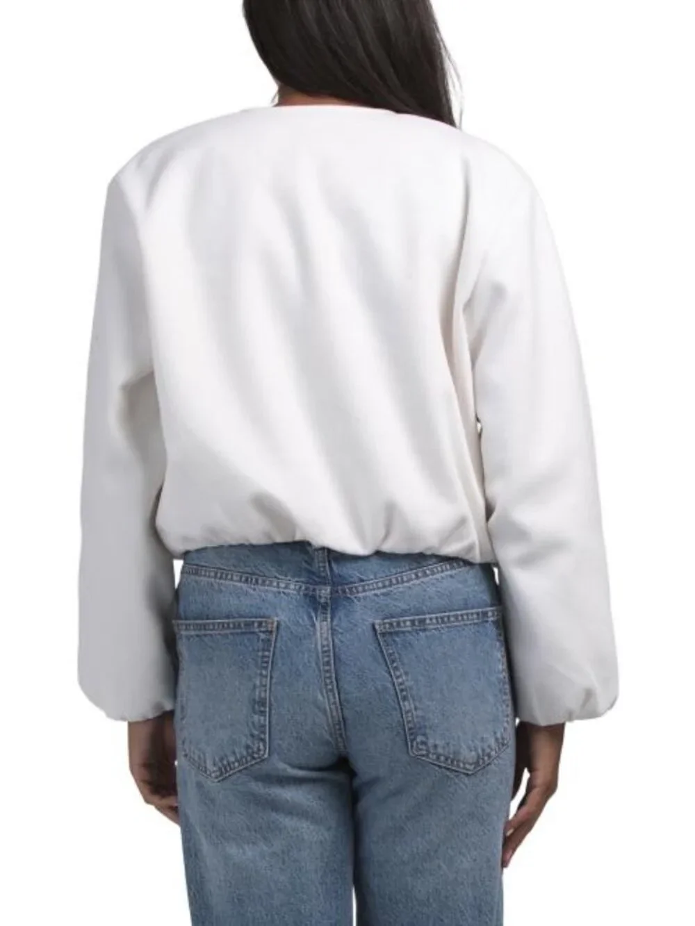 JASON WU lines long sleeve zip front bomber jacket with gathered hem